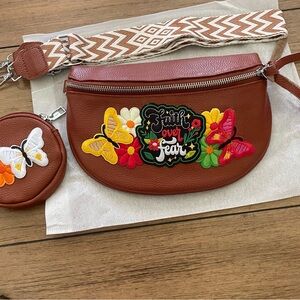Women’s Brown Embroidered 'Faith Over Fear' Belt Bag